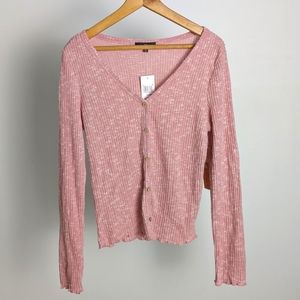 NWT Almost Famous pink button down long sleeve XL